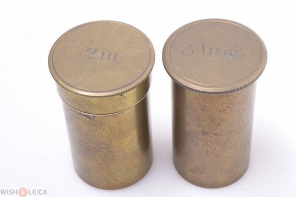 SMITH & BECK, WATSON SONS? 2 & 3 INCH LENS CANISTERS ANTIQUE MICROSCOPE C.1880