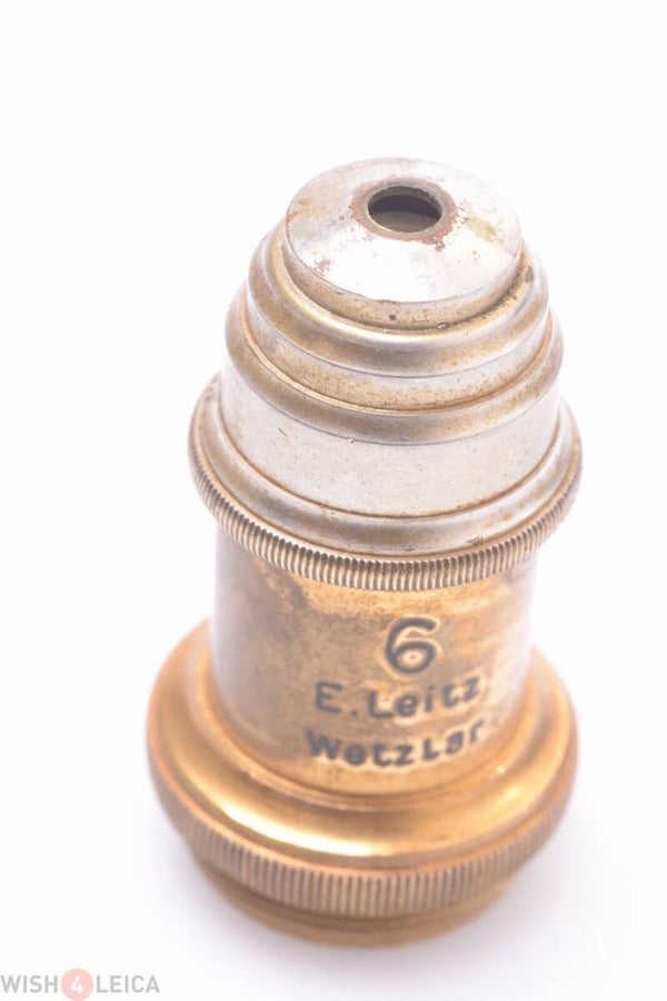 LEITZ, LEICA MICROSCOPE LENS NUMBER 6 ANTIQUE BRASS