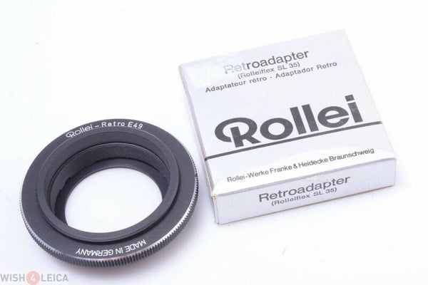 ROLLEI ROLLEIFLEX LENS RETRO REVERSAL ADAPTER E49, 49MM MACRO SL35 CAMERA MINT