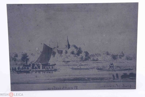COPPER PLATE FOR OFF-SET ‘ETCHING, ENGRAVING’ DUTCH PEOPLE & CHURCH, BOATS