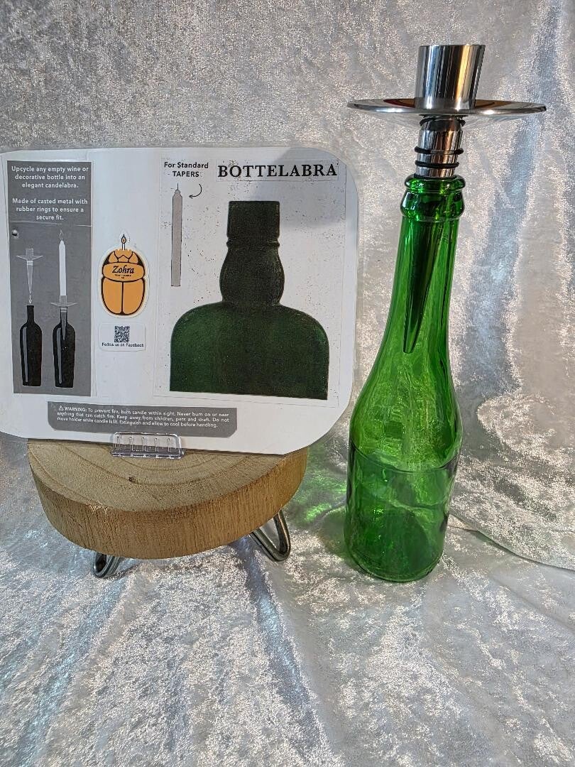 silver bottle taper candle holder