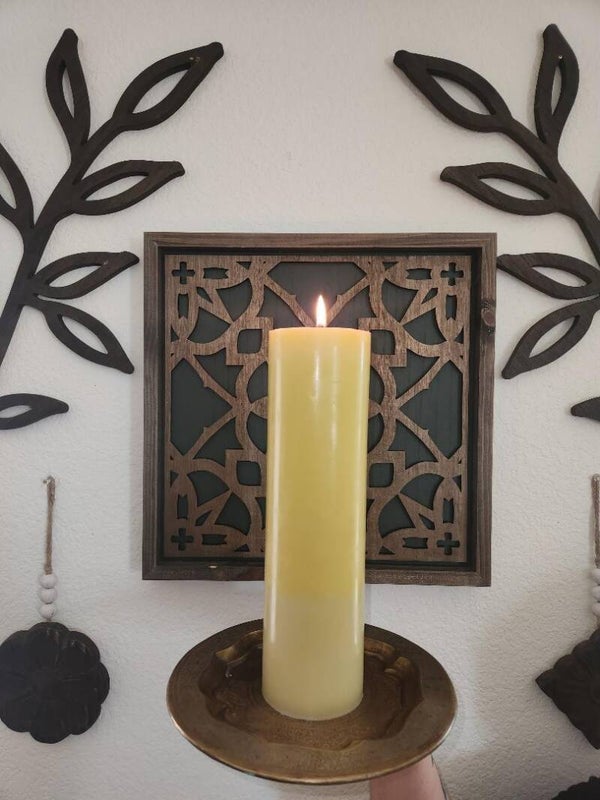 natural long Pillar unscented candle