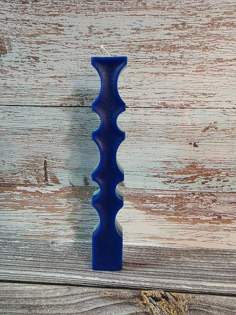 sculpted blue/green  taper candle