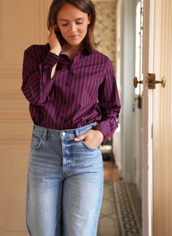 Chemise Cora rayé Marine/Prune