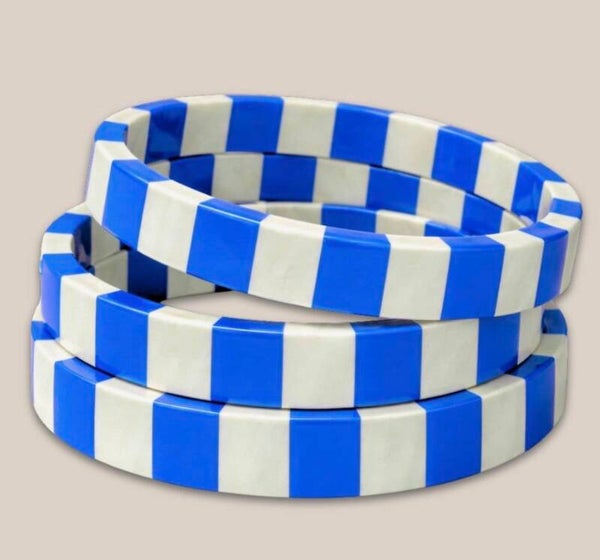 Bracelet corne 10mm rayures bleues