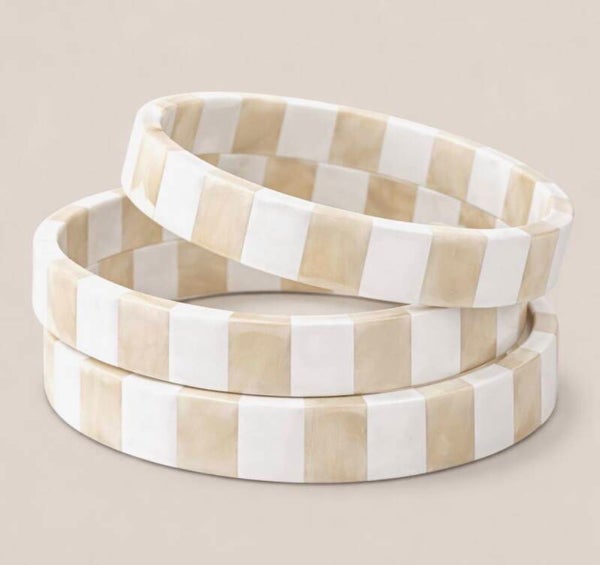 Bracelet corne 10mm rayures beige