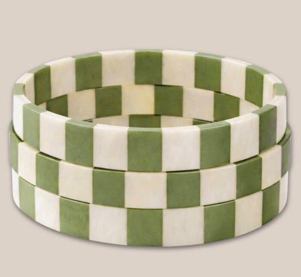 Bracelet corne 10mm rayures vertes