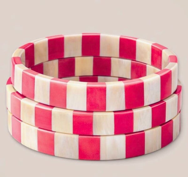 Bracelet corne 10mm rayures rouges