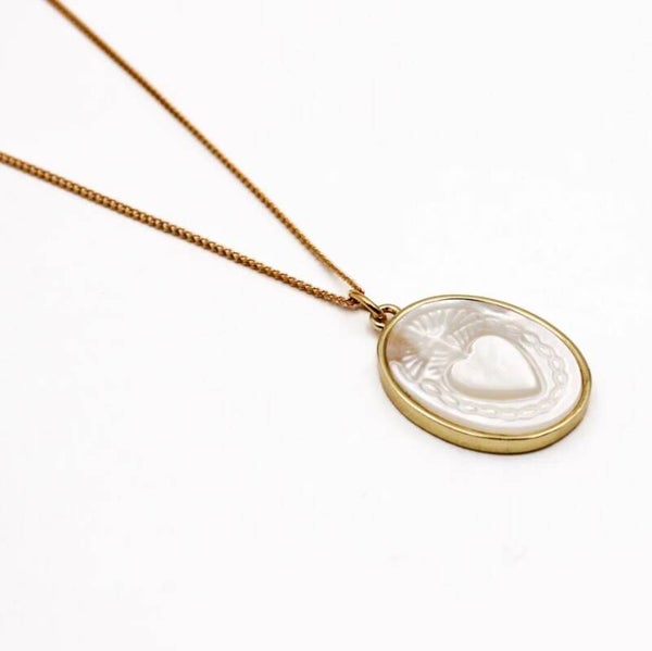 Collier chaîne Ex voto nacre