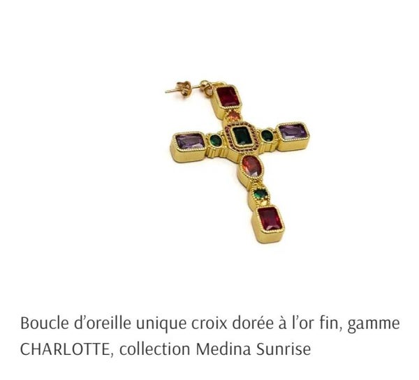 Boucle d'oreille unique croix - CHARLOTTE