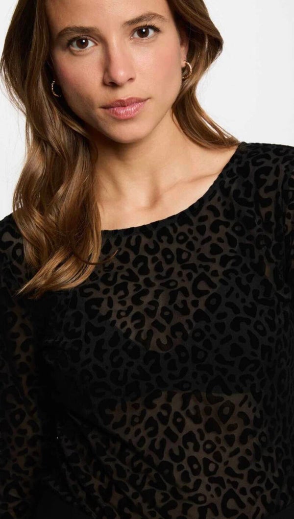 T-shirt cintré col rond noir femme