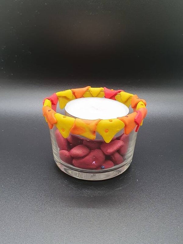 Teelicht hoch gelb / rot