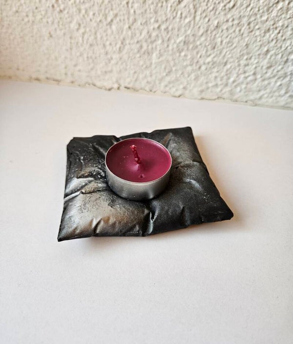 Kerzenkissen schwarz/silber