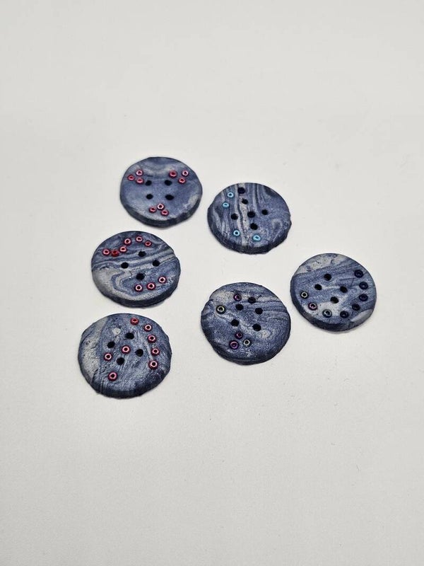 Knöpfe blau Glitzer