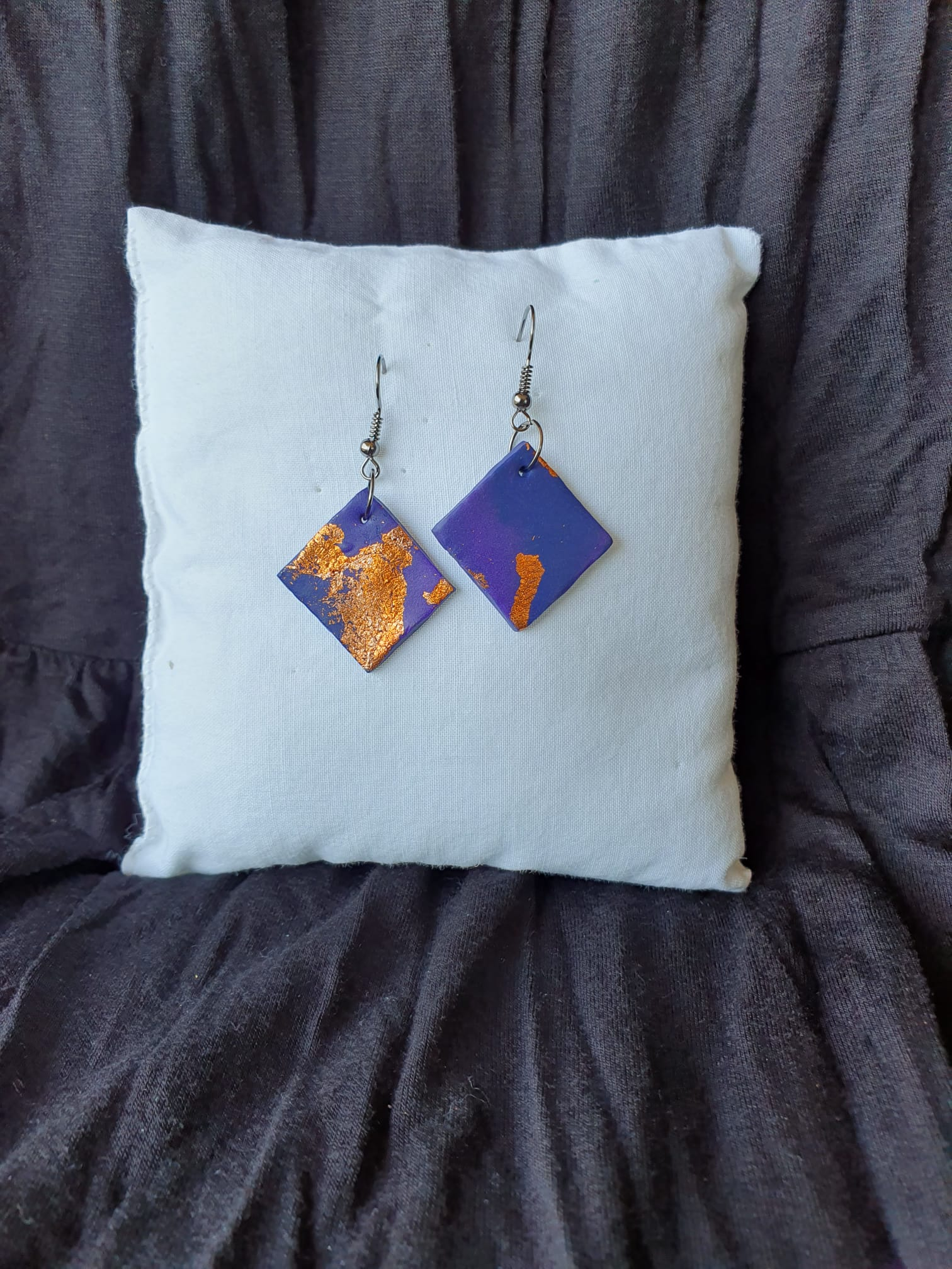 Ohrringe Fimo violett 2