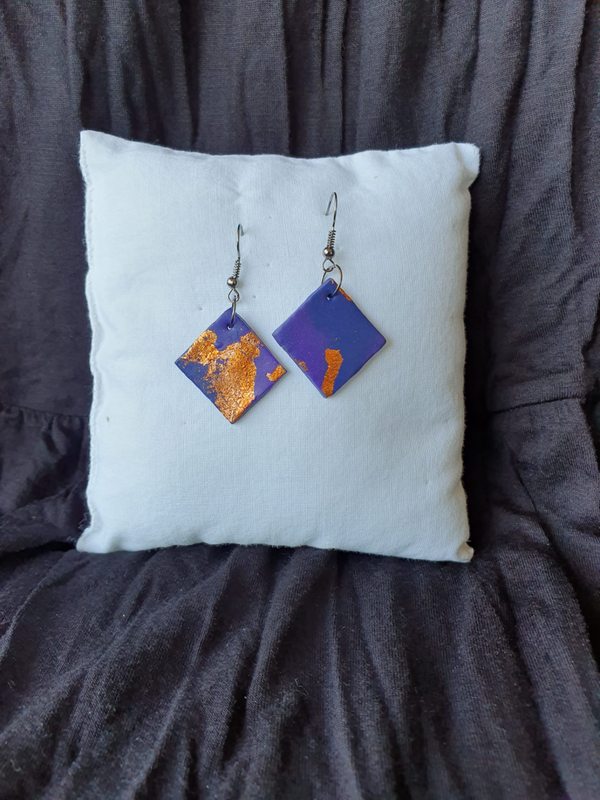 Ohrringe Fimo violett 2