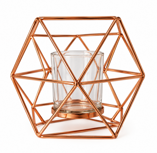 Geometrischer Teelichthalter (rosegold)