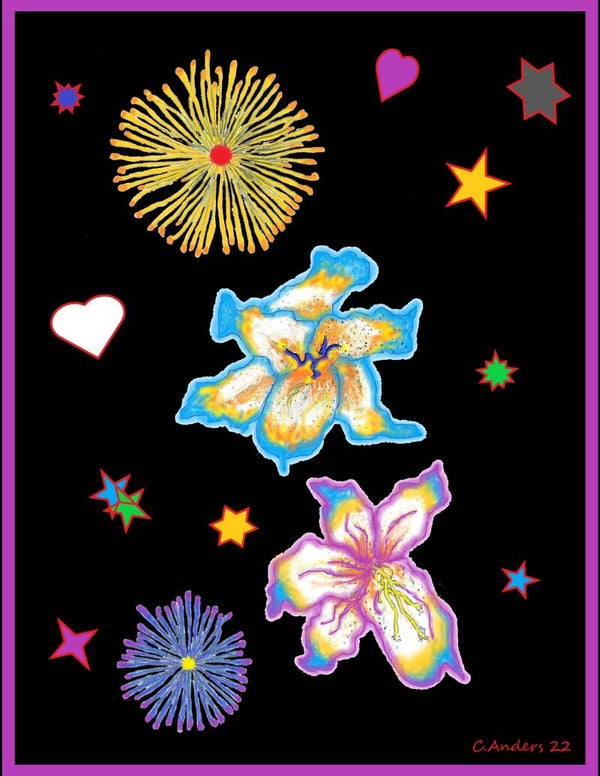 Four electric flowers