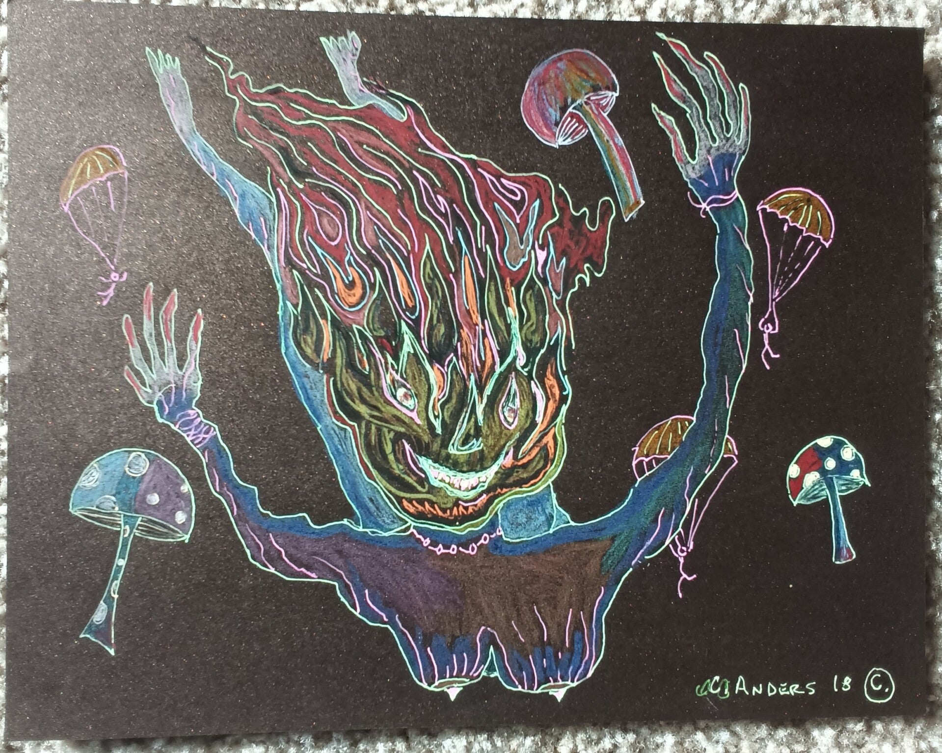 skydiver with mushrooms