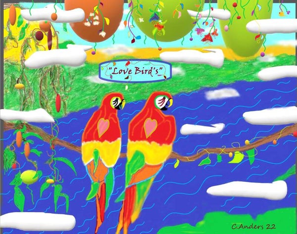 Love birds on branch