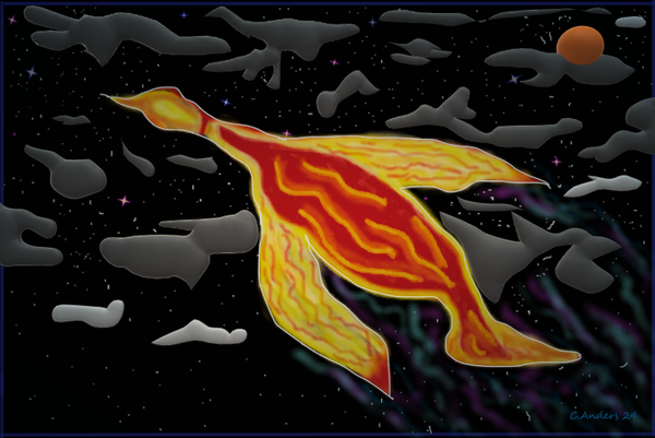 Yellow bird's night flight
