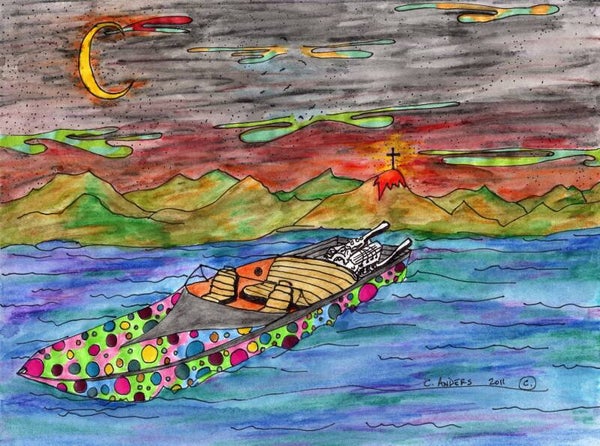 Polka dot speedboat