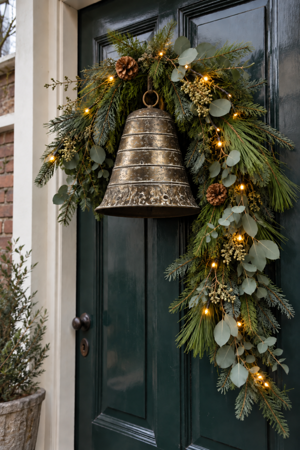Thuisworkshop deurguirlande mét luxe kerstbel en licht - 120cm lang