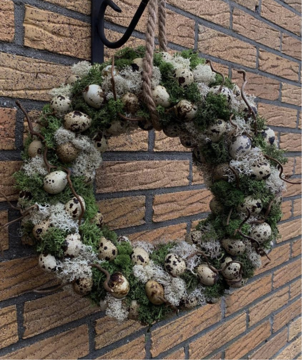 Thuisworkshop kwartelkrans met mos | 35cm