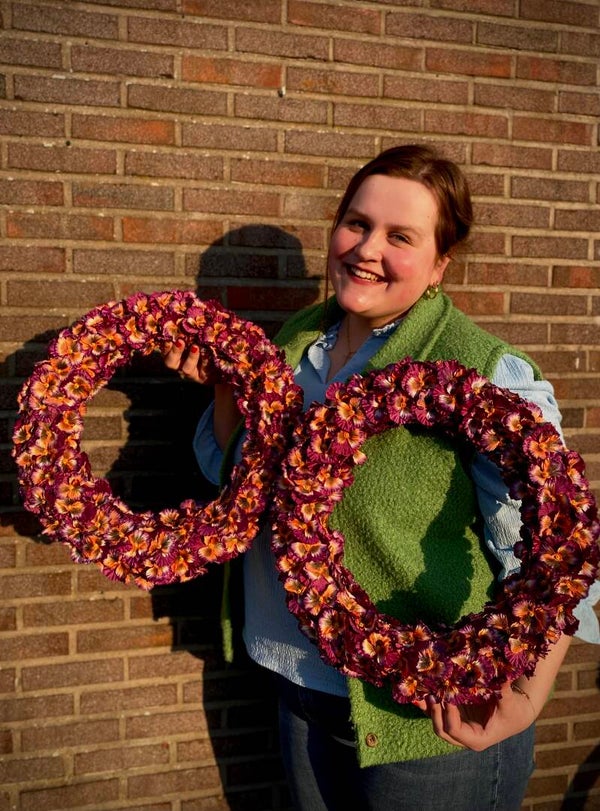 Viooltjes zijdebloemen krans