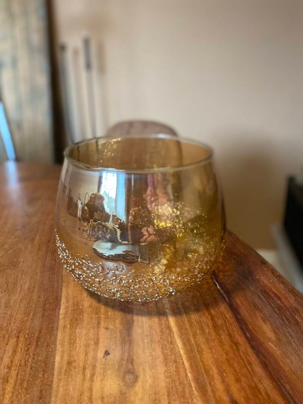 Luxe Amberglas groot windlicht / 17x13cm