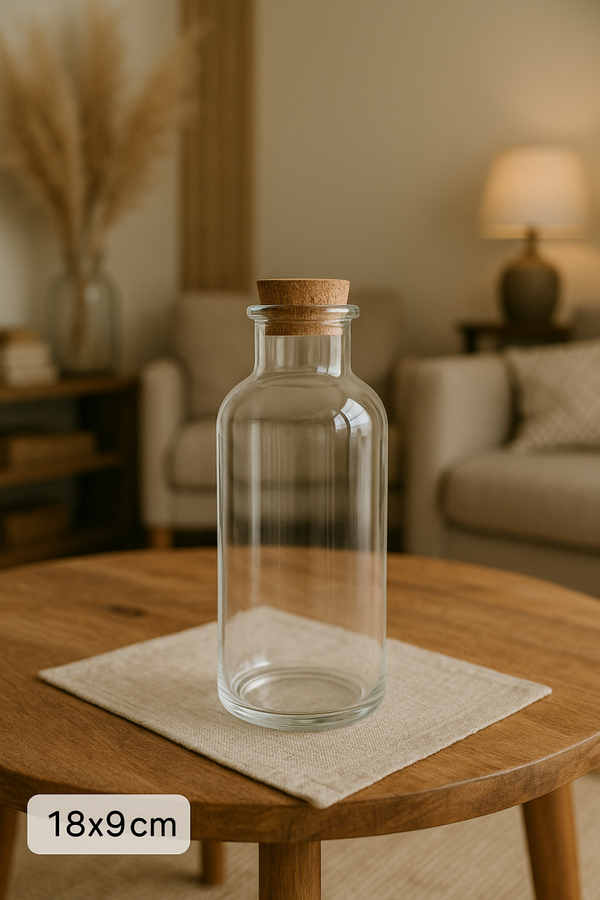 Melkfles vaas met kurk / 18x9cm