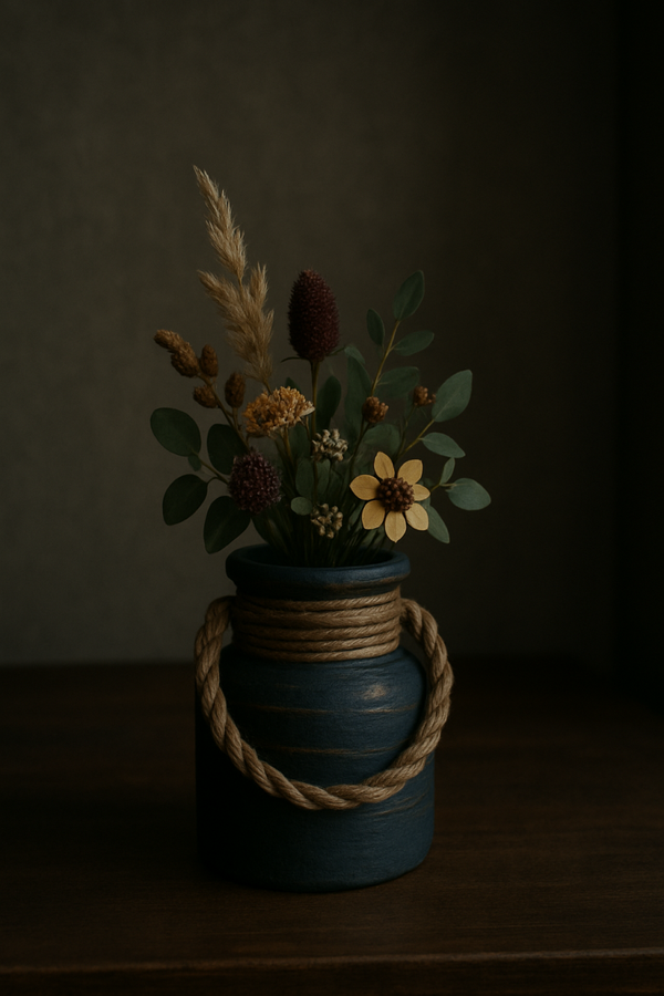 Glazen vaas ex bloemen / oude look / 15cm x 13cm