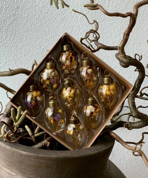 Glazen eitjes | geel paars