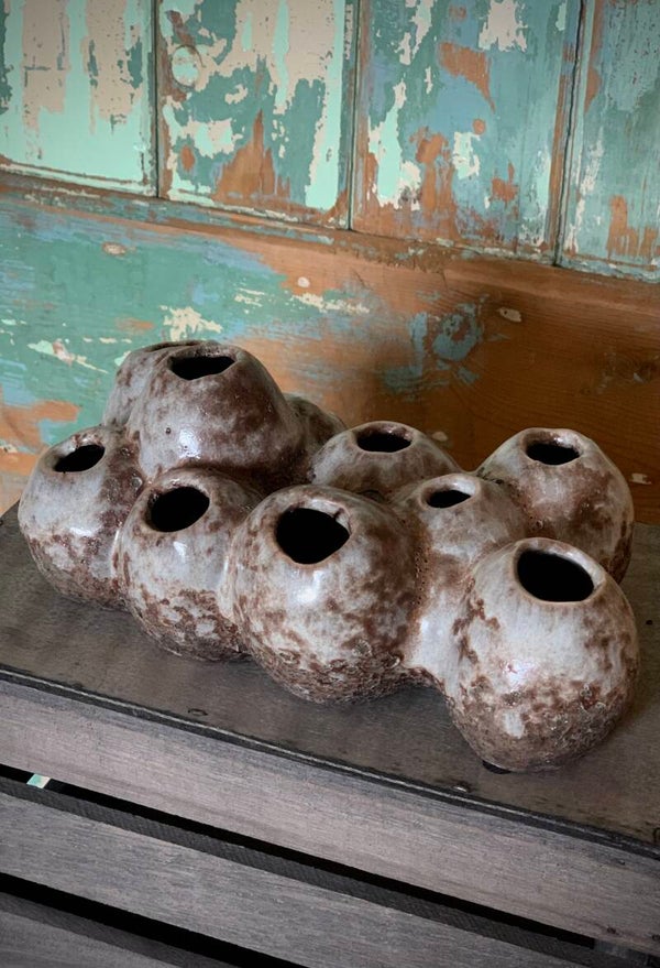 Keramiek koraal vaasje TAUPE