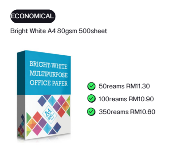 BRIGHT WHITE A4 80GSM 500SHEET