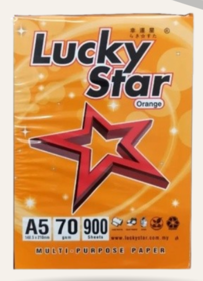 LUCKY STAR A5 70GSM 900SHEETS (WHATSAPP TO ORDER)