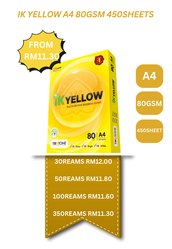 IK YELLOW A4 80GSM 450SHEETS