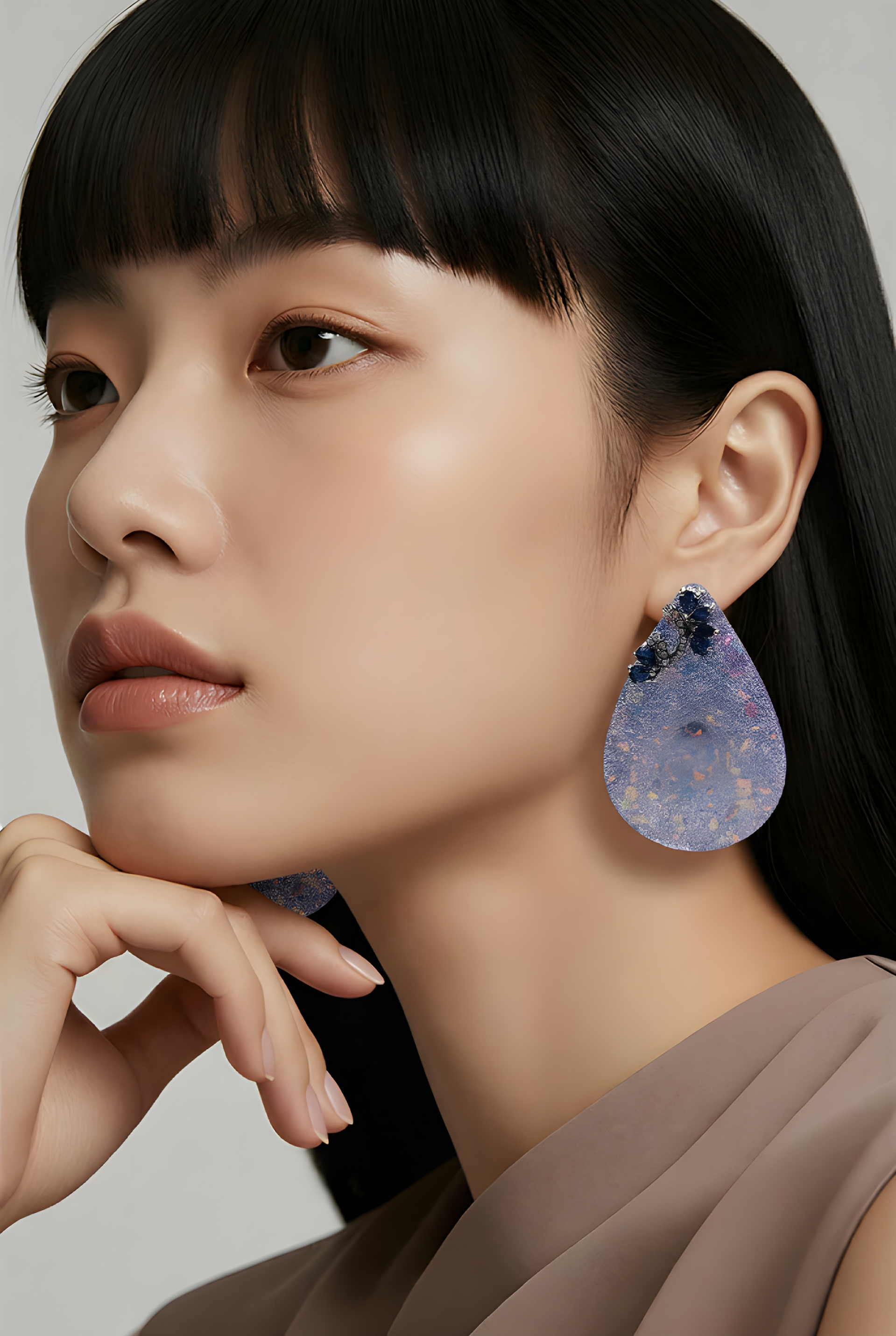 Alluring Violet Resin Art Drop Earrings