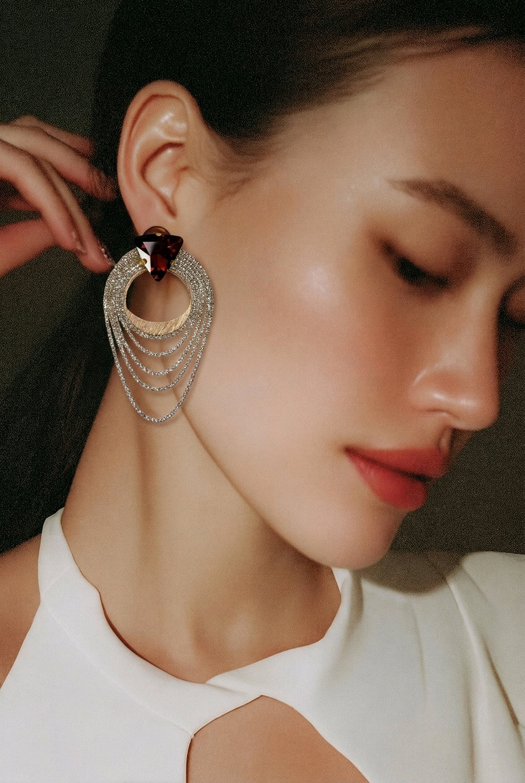 Exclusive Gold and Crystal Fringe Post Earrings