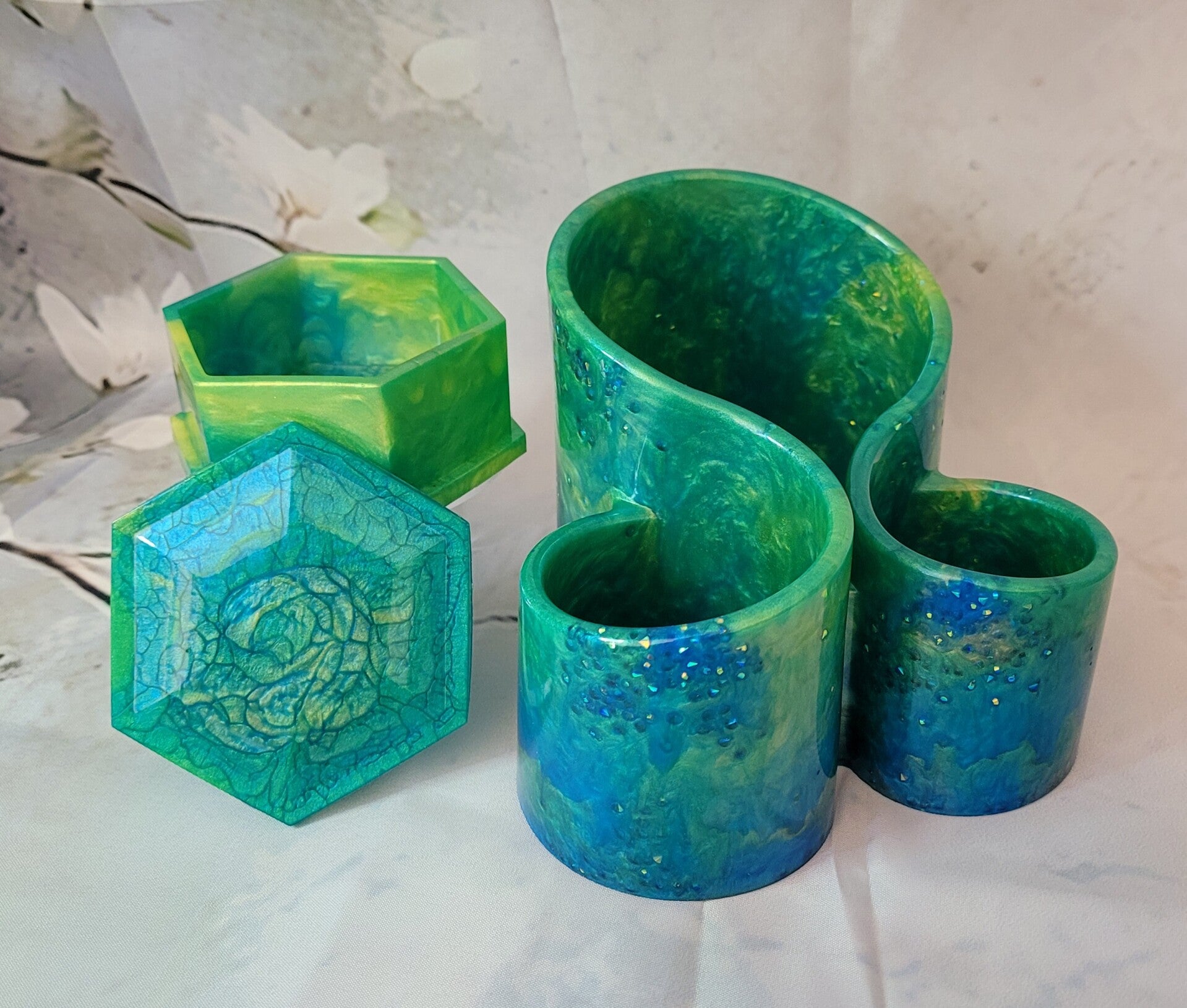 Marbled Mermaid Blue Origanization Set