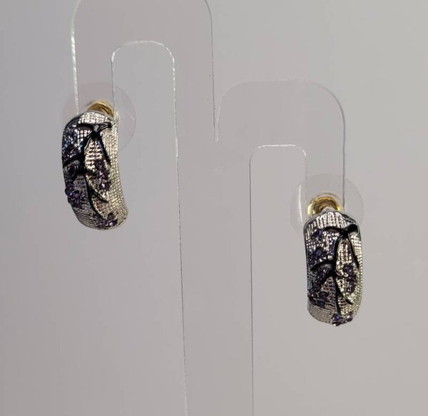 Small Huggie Style Silvertone Earrings