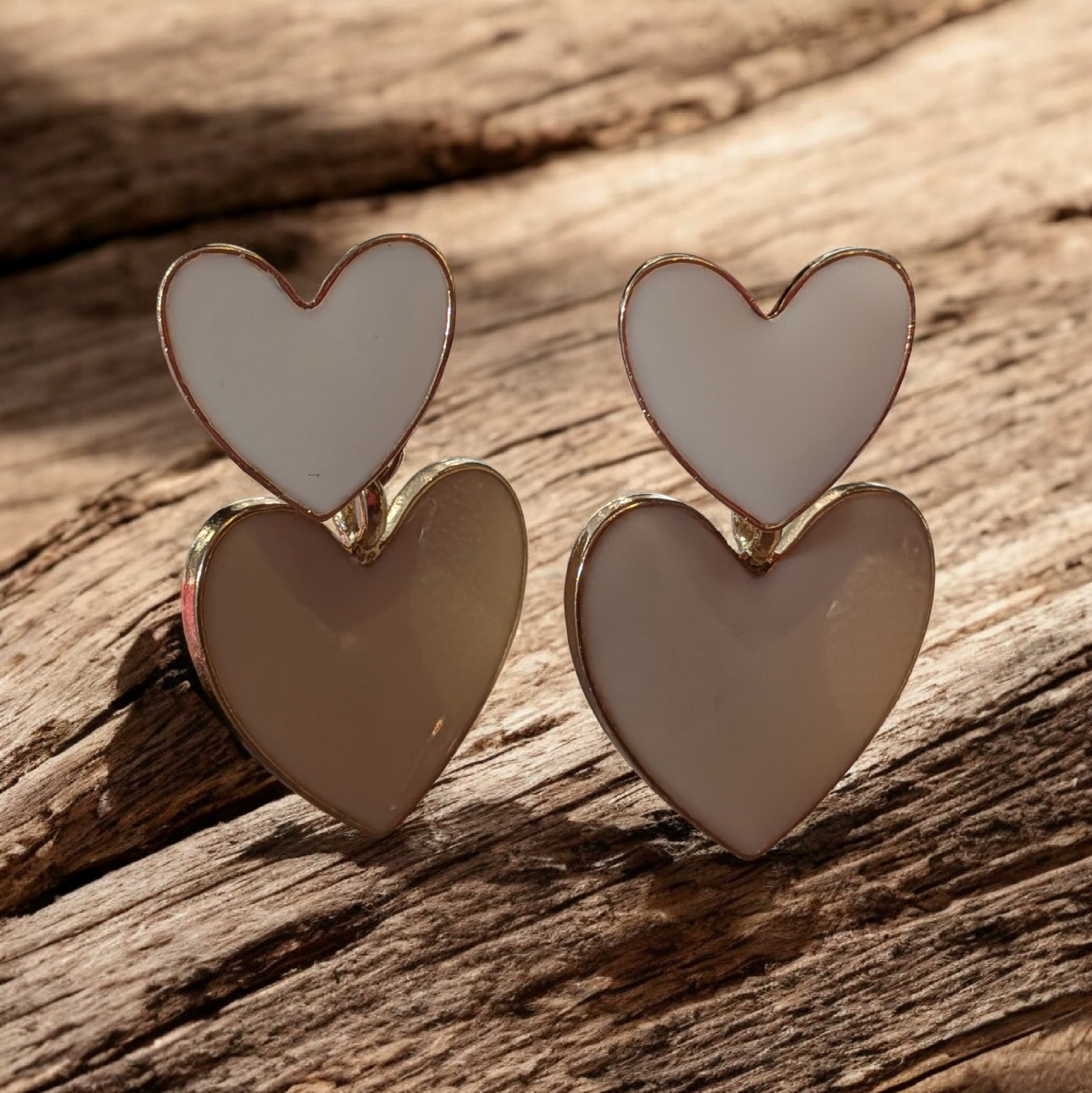 Double Heart Drop Oorbellen