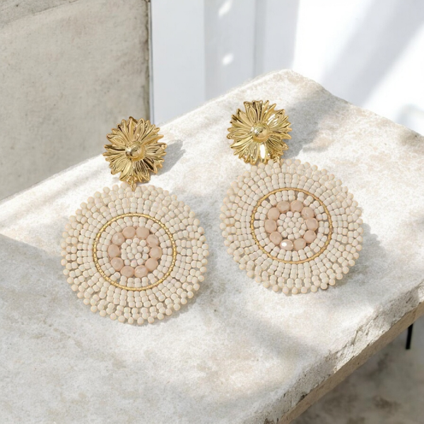 Oorbellen wit & Goud