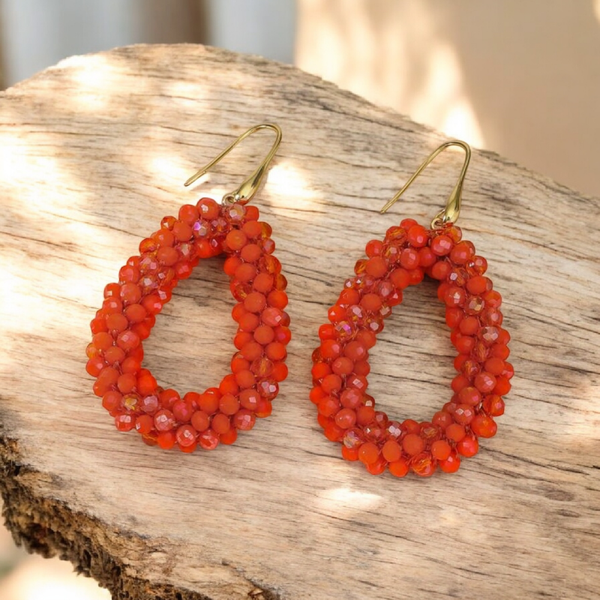 Statement Oorbellen Druppel - Oranje & Goud