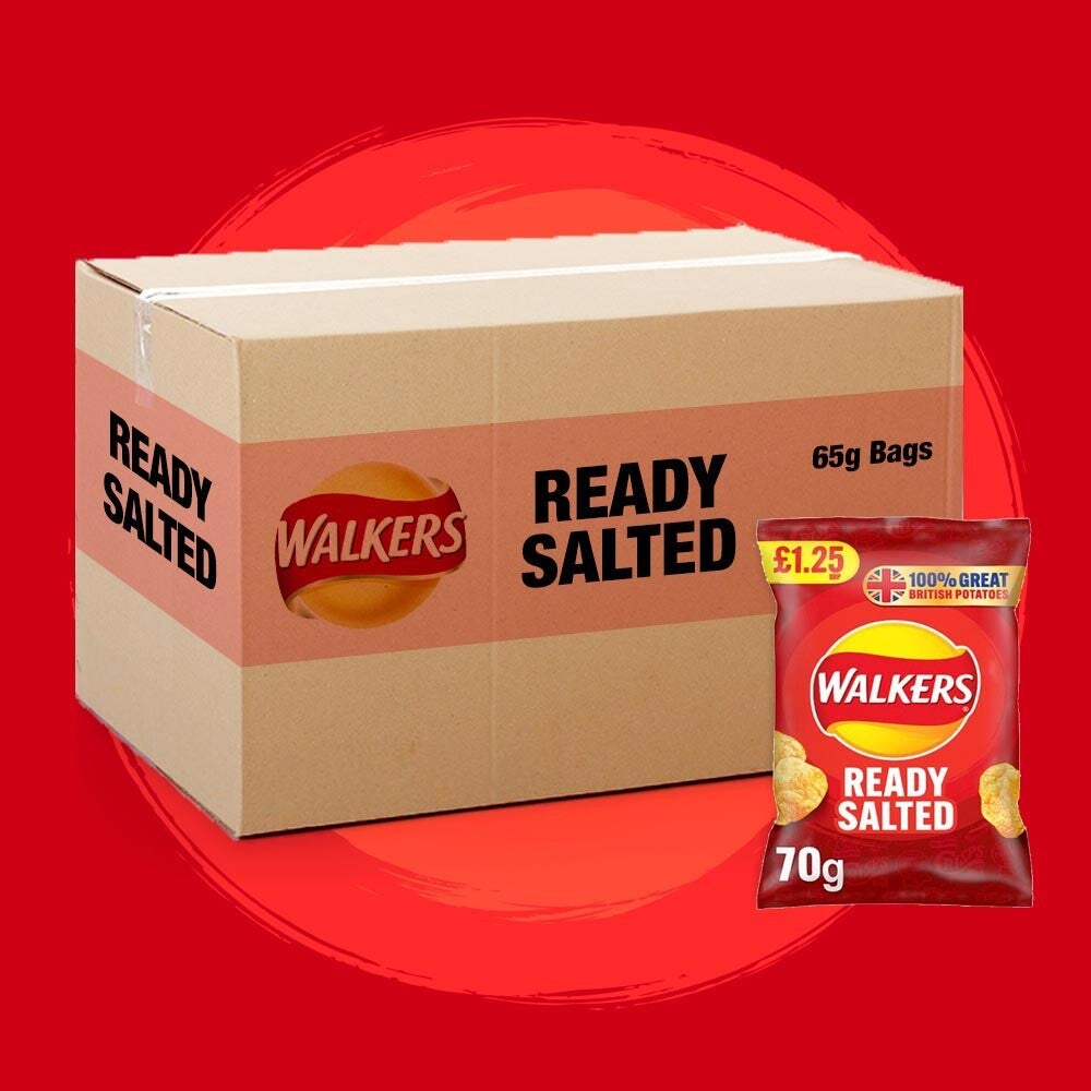 walkers crisps ready salted 18x70g