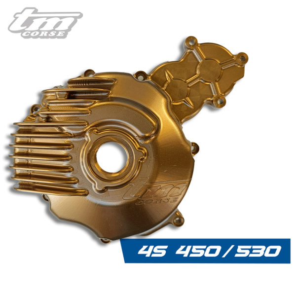 TM Racing Billet Machined Ignition Cover for the 450cc Electric-Start 4-stroke engine with a 4 point fixing hole stator