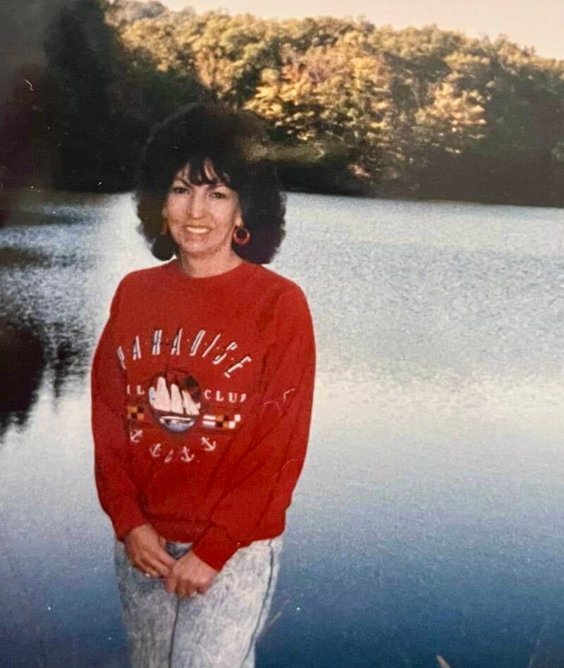My half-sister Barb by a lake