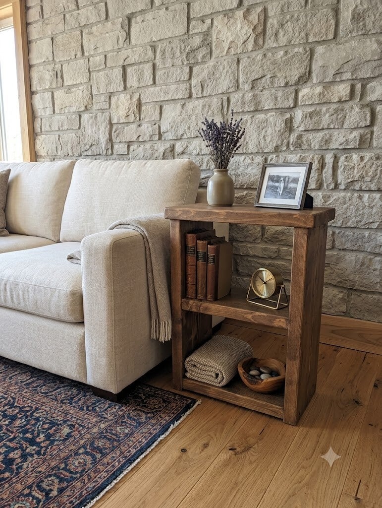 Rustic Handmade Sofa Bedside Table