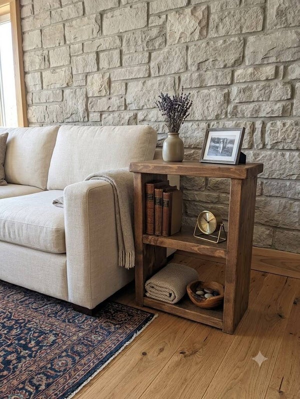 Rustic Handmade Sofa Bedside Table