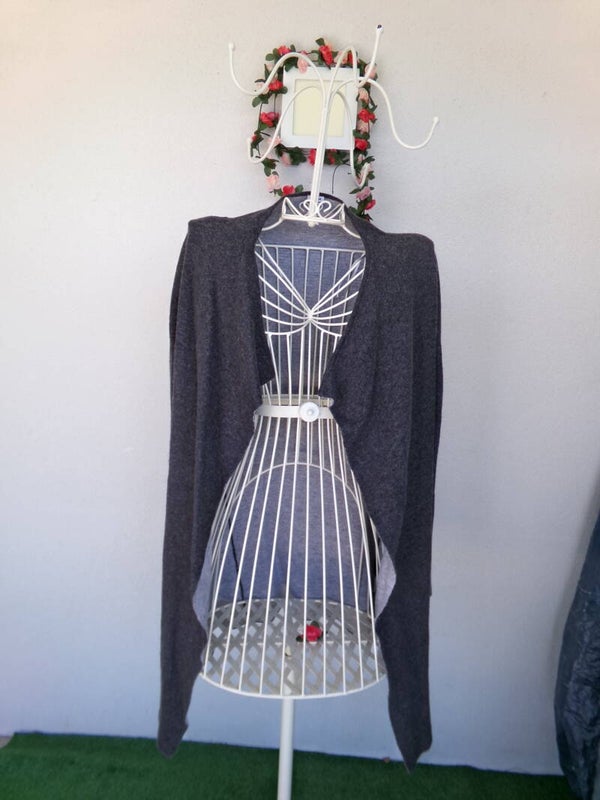 Gilet Mi-long Fin gris foncé et gris clair Taille Unique